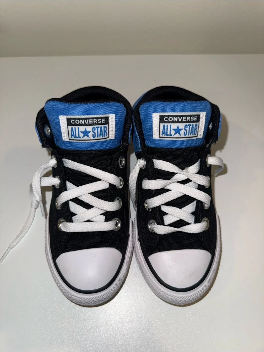 Converse Black Canvas Low-Top Sneakers with Blue Trim